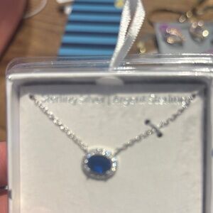 Elegant Blue Stone Necklace Real Cubic Zirconia